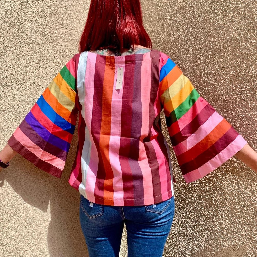 NWT Anthropologie Striped Rainbow Crop Top - Picture 4 of 11